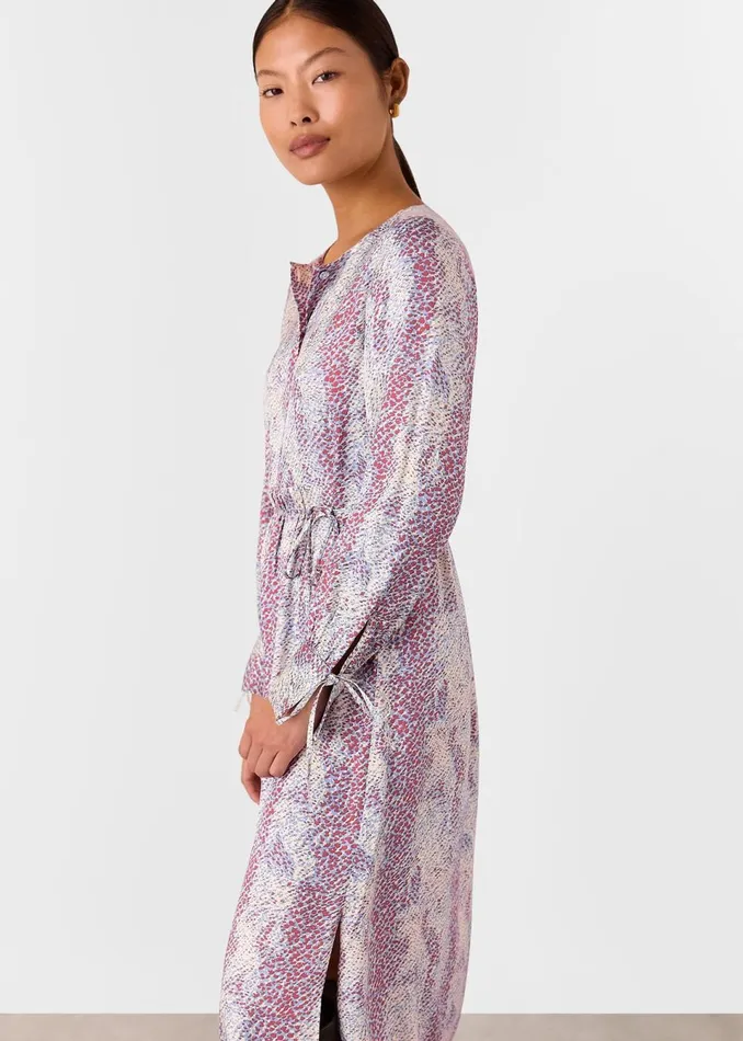 Women Petite Dresses and Jumpsuits Whistles Multicolour Petite Mottled Snake Print Midi Dress