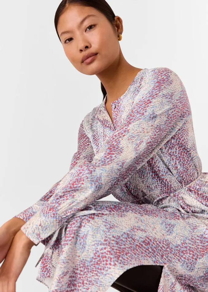 Women Petite Dresses and Jumpsuits Whistles Multicolour Petite Mottled Snake Print Midi Dress