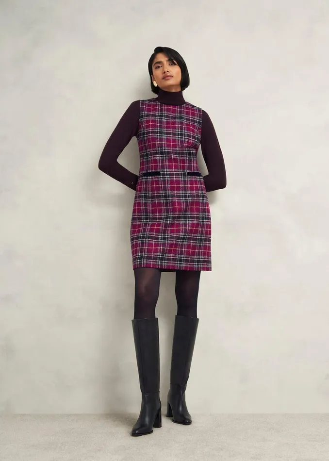 Women Petite Margot Wool Dress Pink Multi Hobbs Dresses and Jumpsuits