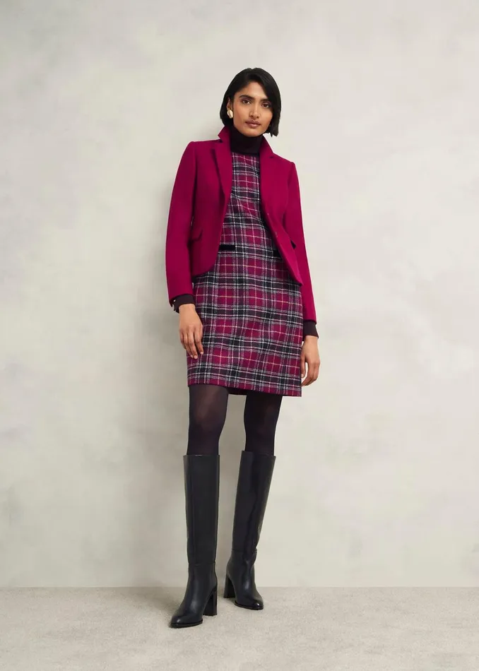 Women Petite Margot Wool Dress Pink Multi Hobbs Dresses and Jumpsuits