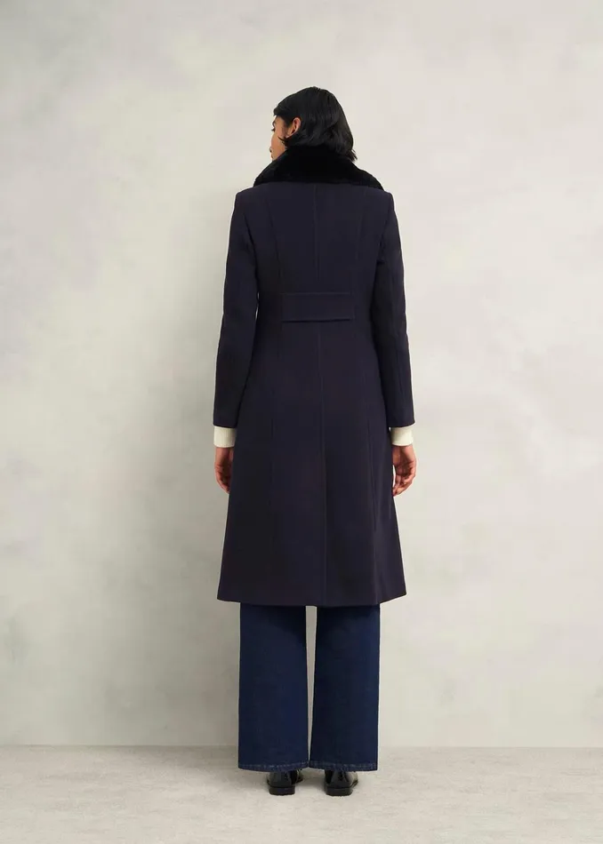 Women Petite Marlene Wool Blend Coat Navy Hobbs Coats and Jackets
