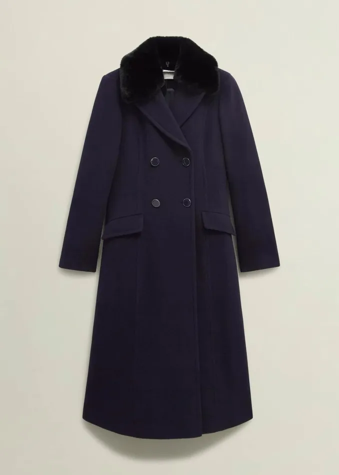 Women Petite Marlene Wool Blend Coat Navy Hobbs Coats and Jackets