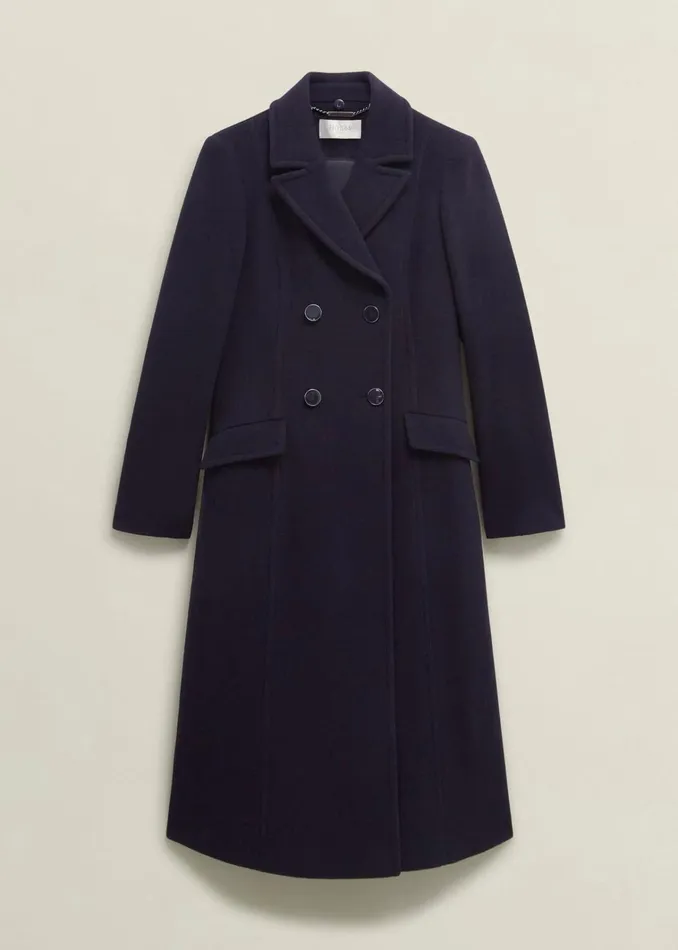 Women Petite Marlene Wool Blend Coat Navy Hobbs Coats and Jackets