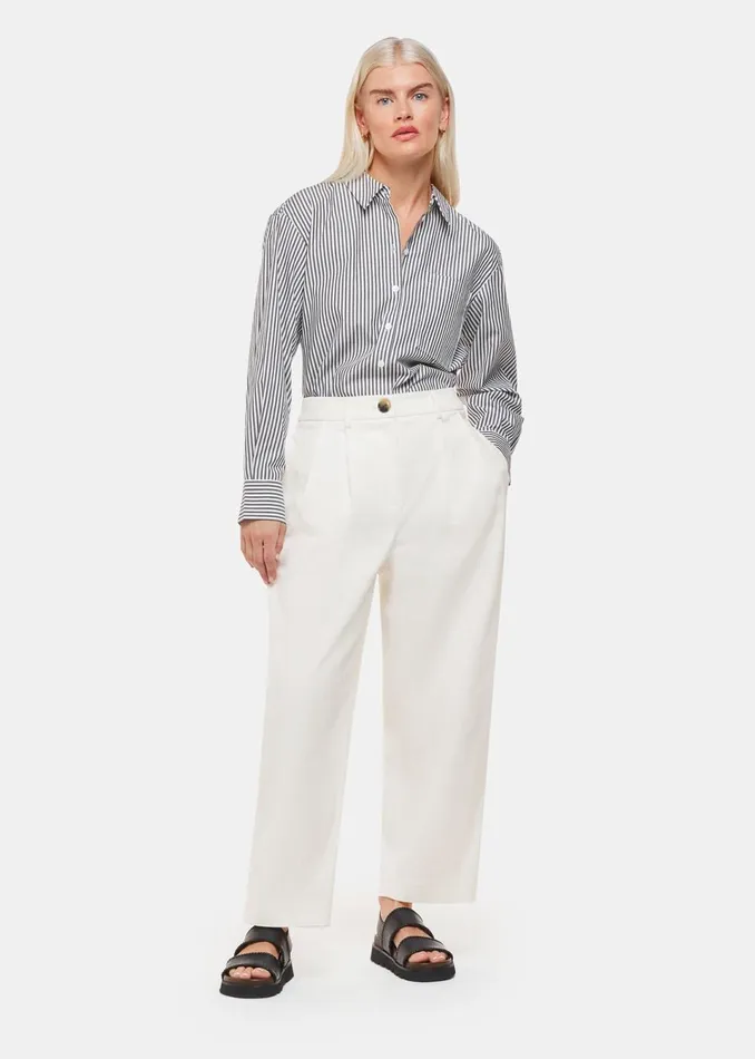 Women Petite Trousers and Jeans Whistles White Petite Bethany Barrel Leg Trouser