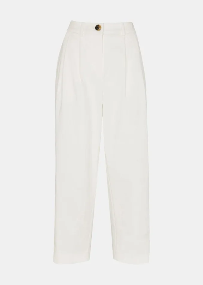 Women Petite Trousers and Jeans Whistles White Petite Bethany Barrel Leg Trouser