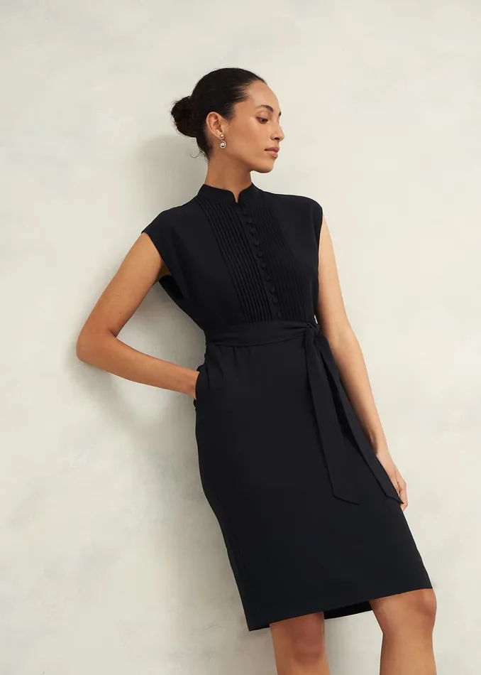 Women Pia Pintuck Dress Black Hobbs Dresses and Jumpsuits