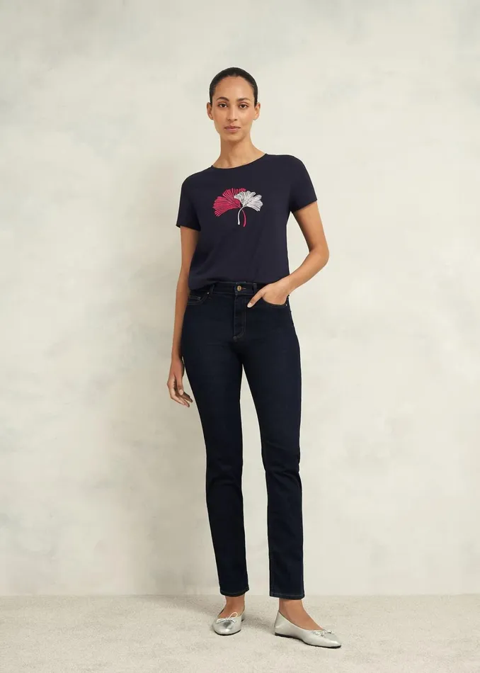 Women Pixie Cotton Embroidered TShirt Hobbs Navy Hobbs Tops