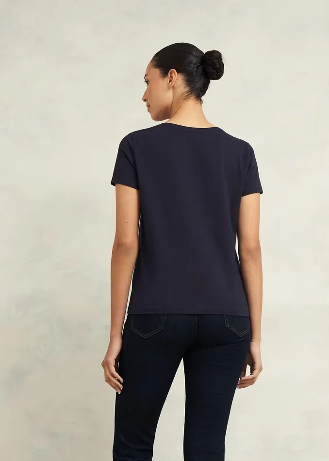 Women Pixie Cotton Embroidered TShirt Hobbs Navy Hobbs Tops