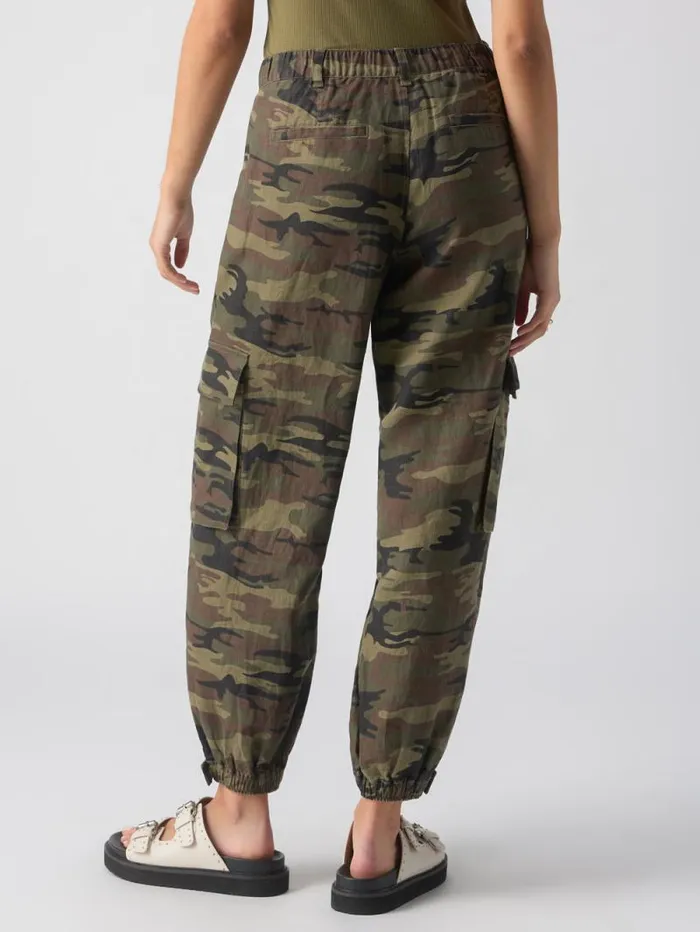 Women Pleated Linen Cargo SemiHigh Rise Pant Little Hero Camo Sanctuary Clothing Pants