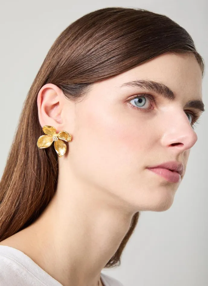 Women Posie Flower Statement In Gold Earrings LKBennett Jewellery Women Posie Flower Statement In Gold Earrings LKBennett Jewellery