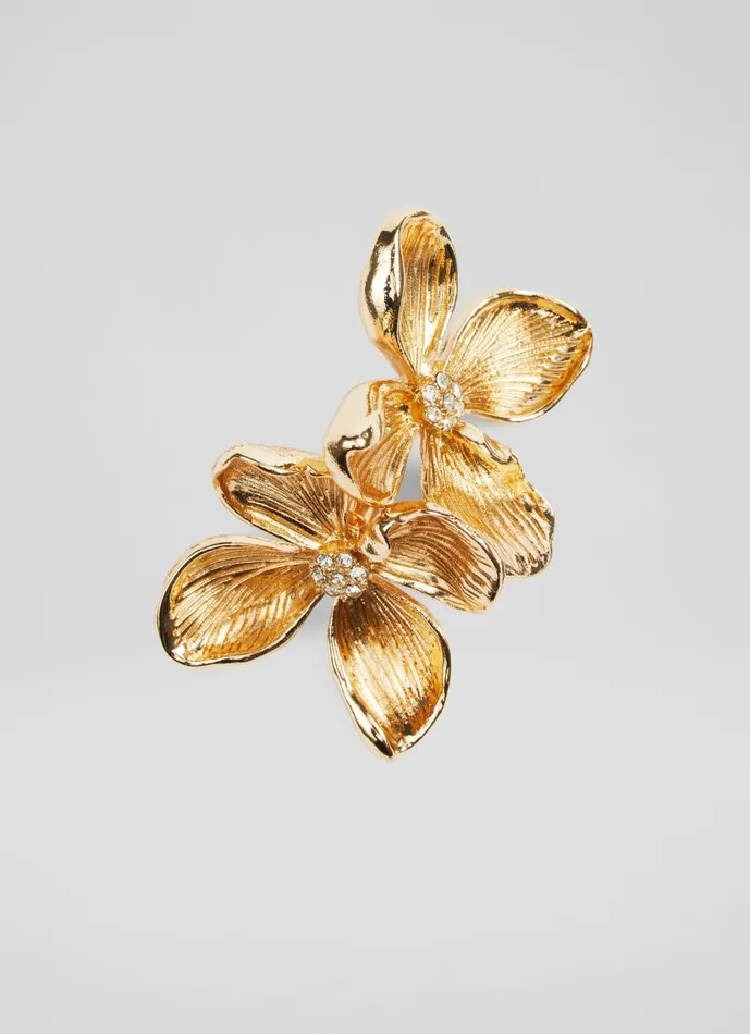 Women Posie Flower Statement In Gold Earrings LKBennett Jewellery Women Posie Flower Statement In Gold Earrings LKBennett Jewellery