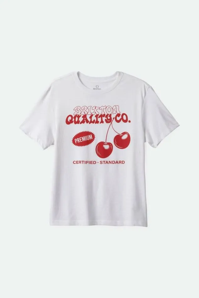 Women Premium Cherry Vintage Crew TShirt White Brixton Tops
