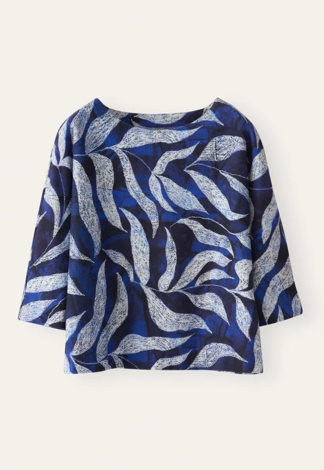 Women Printed Jersey Top Blue White Poetry Fashion TShirt and Tops