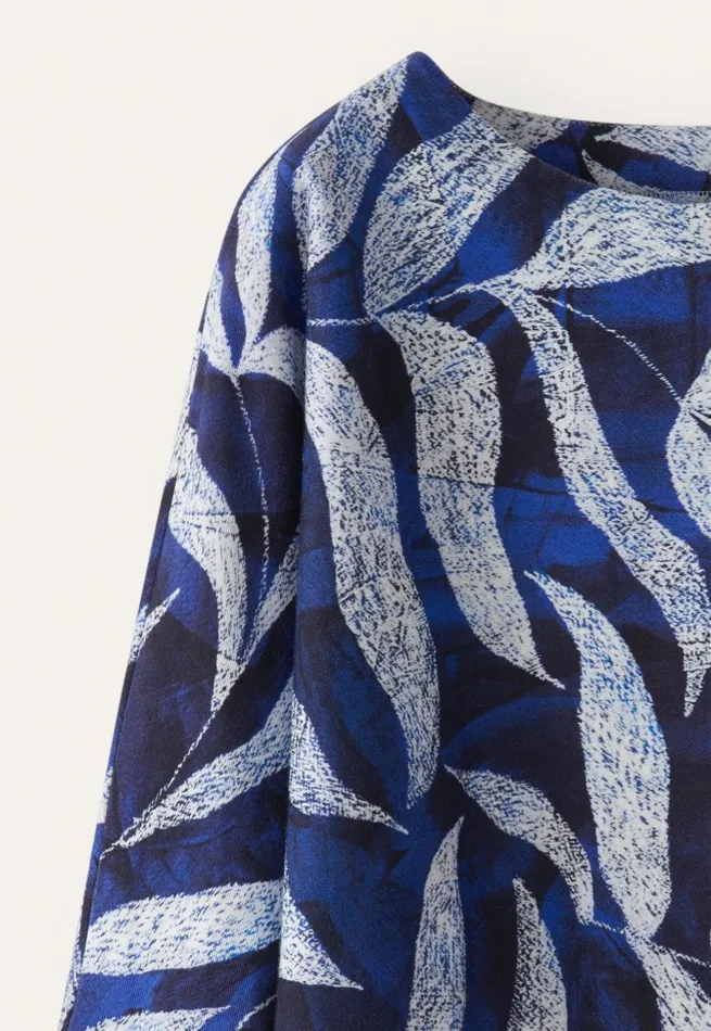 Women Printed Jersey Top Blue White Poetry Fashion TShirt and Tops
