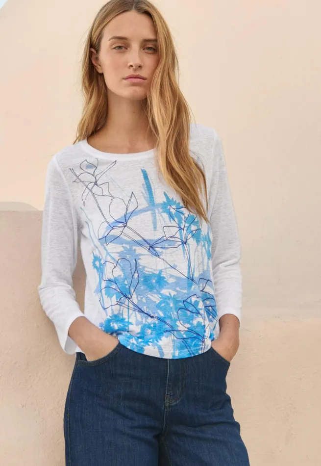 Women Printed Jersey Top Ocean White Poetry Fashion TShirt and Tops