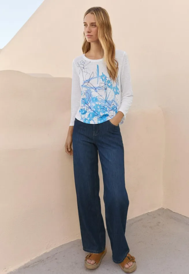 Women Printed Jersey Top Ocean White Poetry Fashion TShirt and Tops
