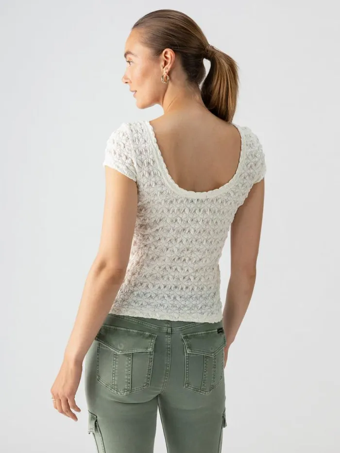 Women Pucker Up Lace Scoop Cap Tee Milk Sanctuary Clothing Tees and Tops Women Pucker Up Lace Scoop Cap Tee Milk Sanctuary Clothing Tees and Tops