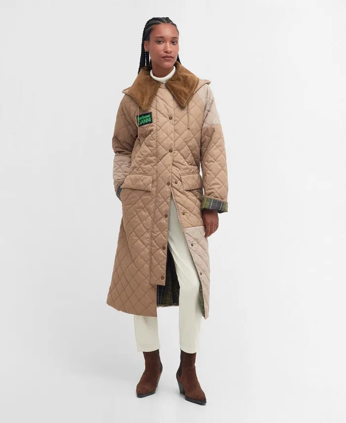 Women Quilted Jackets Barbour X GANNI Burghley Quilted Jacket Honeylight Trenchclassic Women Quilted Jackets Barbour X GANNI Burghley Quilted Jacket Honeylight Trenchclassic