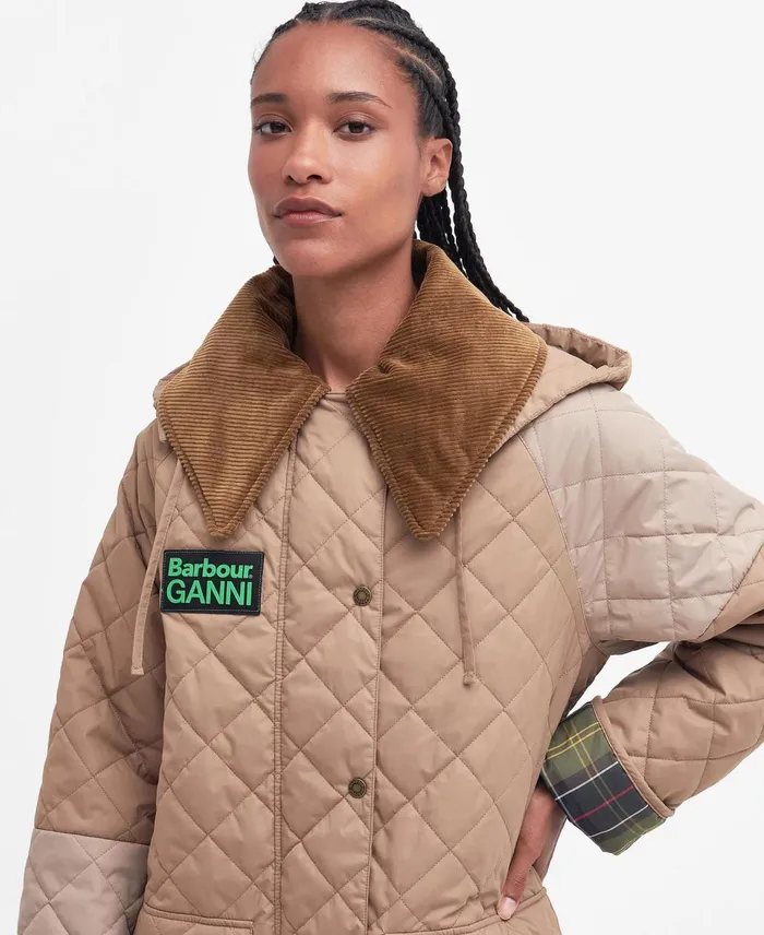 Women Quilted Jackets Barbour X GANNI Burghley Quilted Jacket Honeylight Trenchclassic Women Quilted Jackets Barbour X GANNI Burghley Quilted Jacket Honeylight Trenchclassic