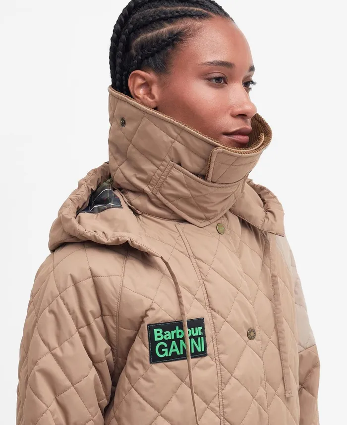 Women Quilted Jackets Barbour X GANNI Burghley Quilted Jacket Honeylight Trenchclassic Women Quilted Jackets Barbour X GANNI Burghley Quilted Jacket Honeylight Trenchclassic