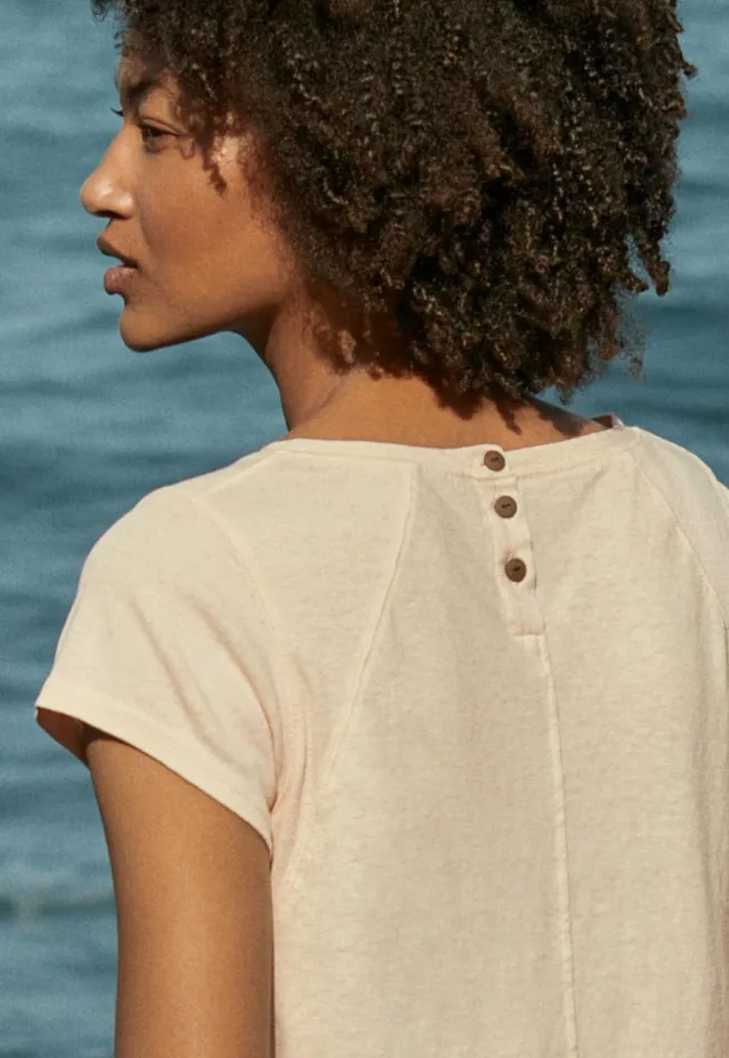 Women Raglansleeve Top Cream Poetry Fashion TShirt and Tops