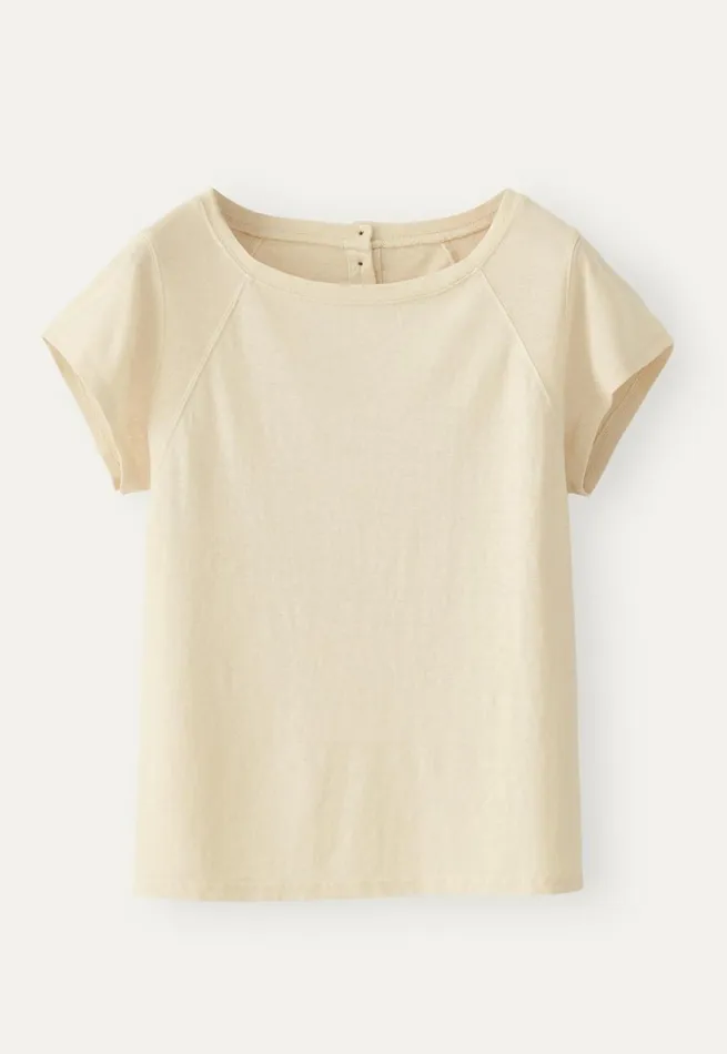 Women Raglansleeve Top Cream Poetry Fashion TShirt and Tops