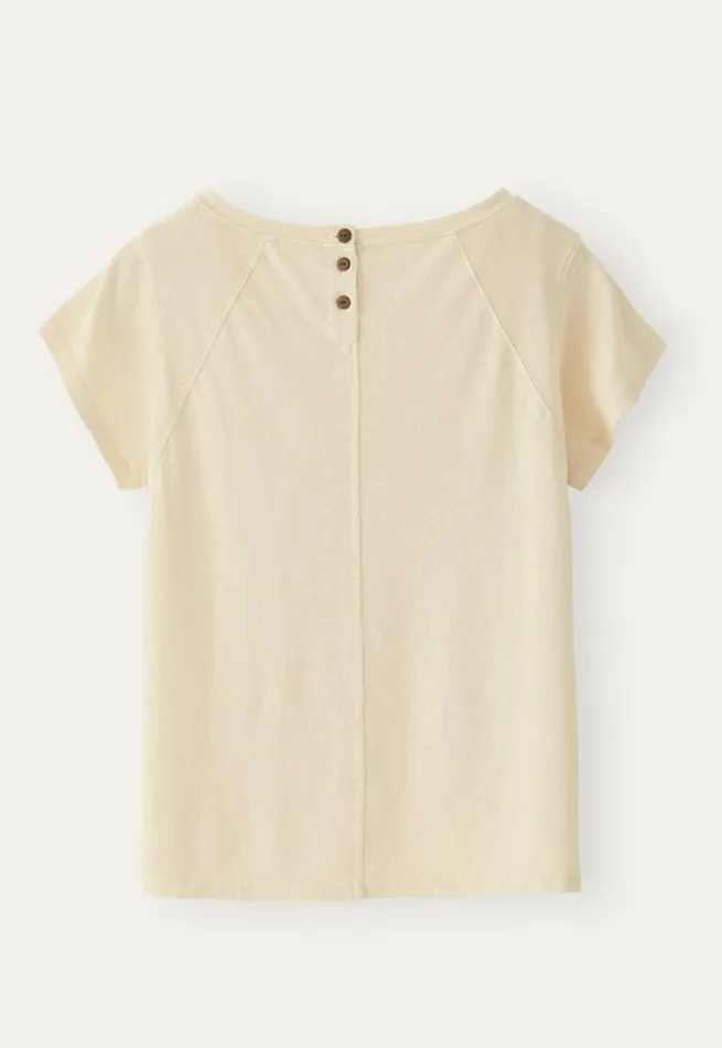 Women Raglansleeve Top Cream Poetry Fashion TShirt and Tops