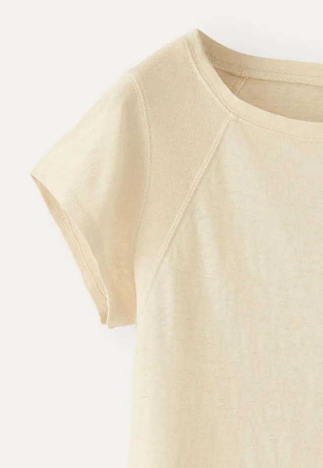Women Raglansleeve Top Cream Poetry Fashion TShirt and Tops