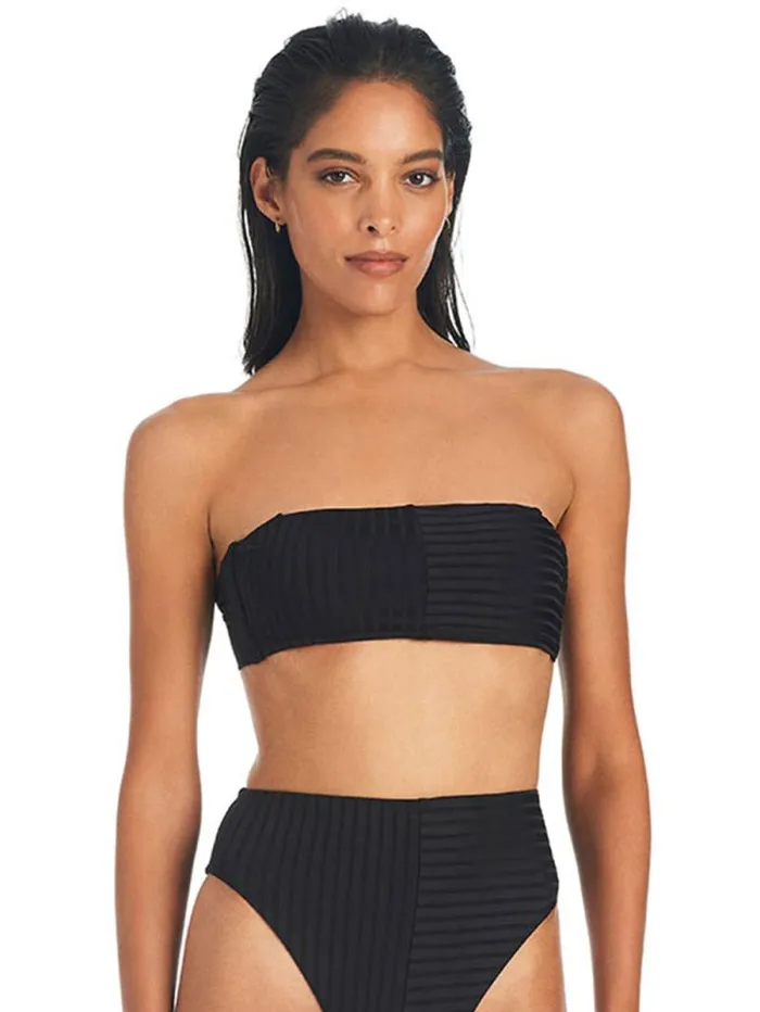 Women Refresh Rib Bandeau Bikini Top Black Sanctuary Clothing Swim Tops