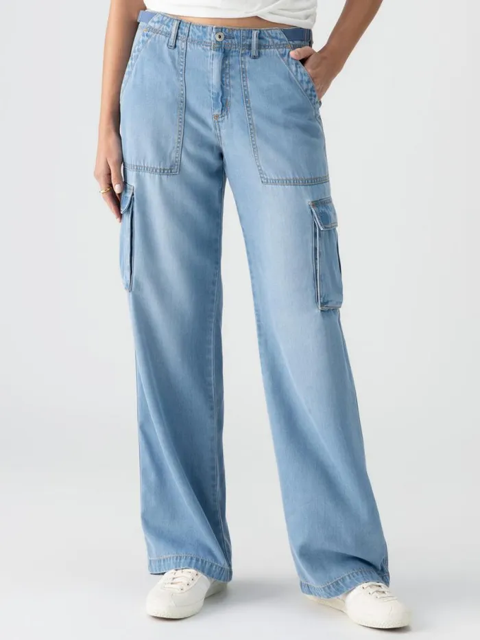 Women Reissue Cargo Standard Rise Pant Sun Drenched Sanctuary Clothing Denim