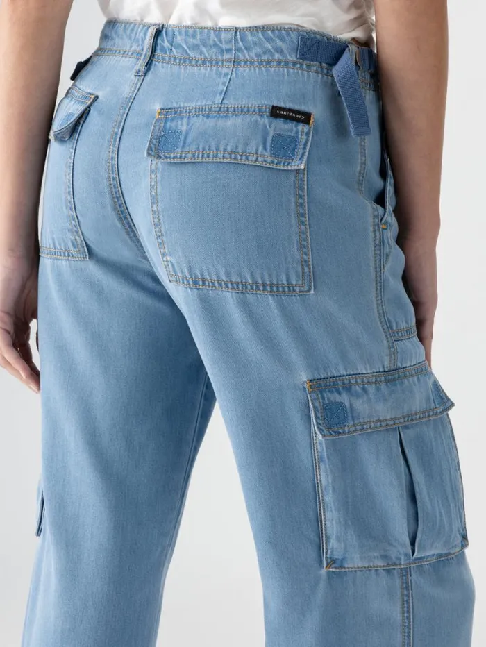 Women Reissue Cargo Standard Rise Pant Sun Drenched Sanctuary Clothing Denim