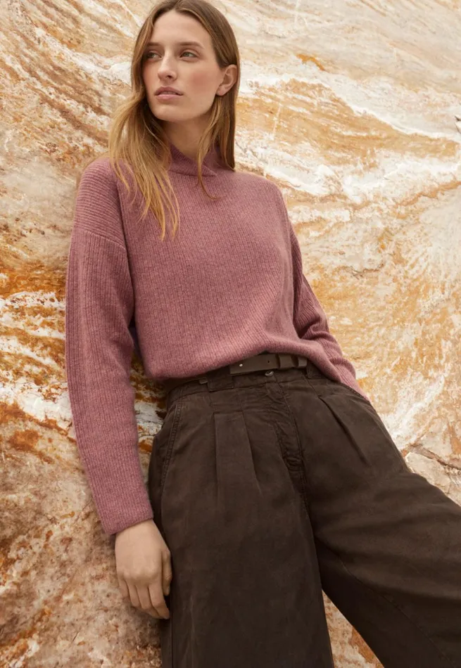 Women Ribstitch Sweater Soft Berry Poetry Fashion Sweaters