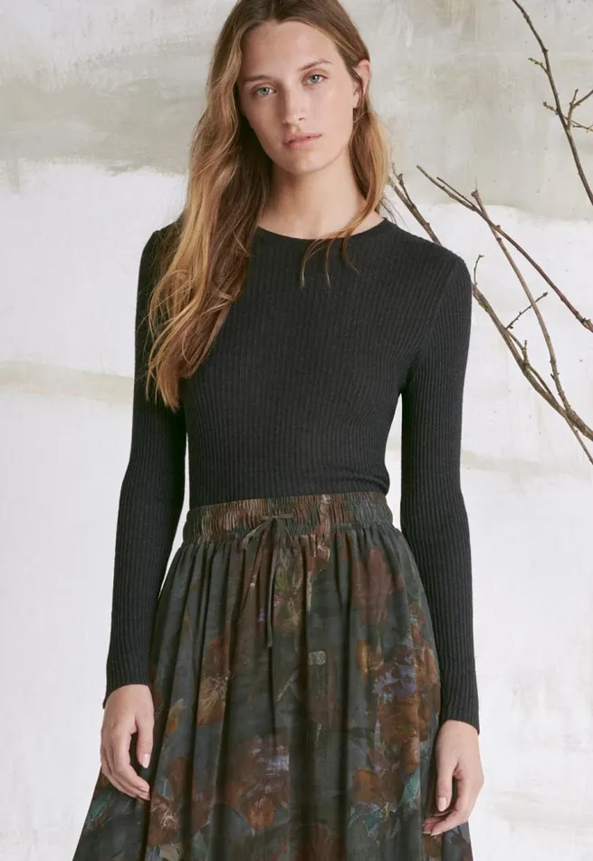 Women Ribbed Sweater Black Marl Poetry Fashion Sweaters