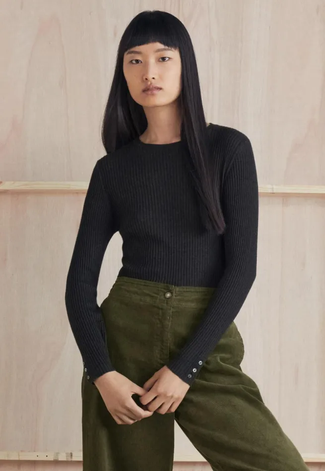 Women Ribbed Sweater Black Marl Poetry Fashion Sweaters