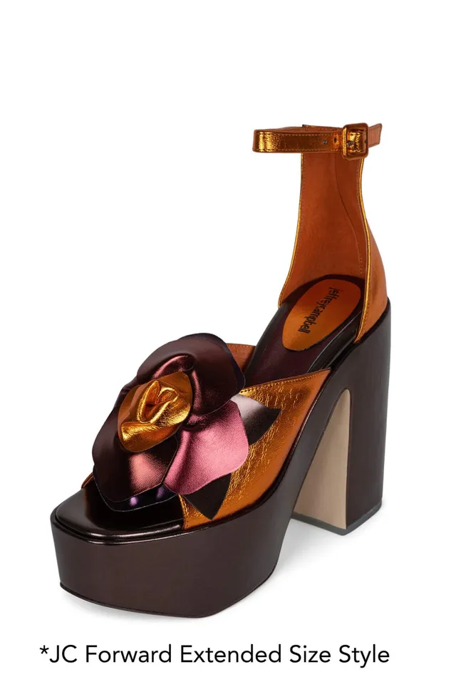 Women Sandal Jeffrey Campbell FATALE Brown Orange Met Combo