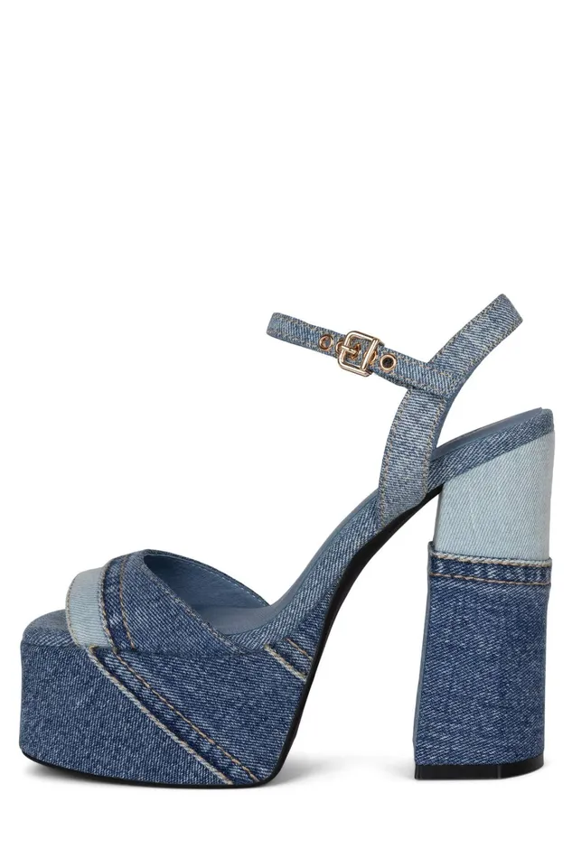 Women Sandal Jeffrey Campbell GIRLFRIEND Blue Denim Combo