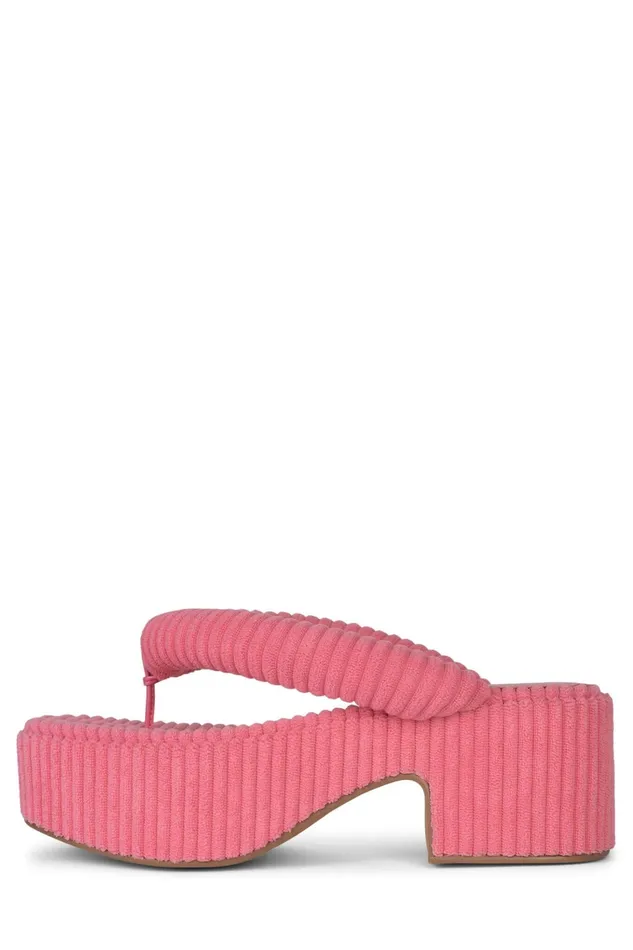 Women Sandal Jeffrey Campbell LUAU2 Pink Stripe Terrycloth
