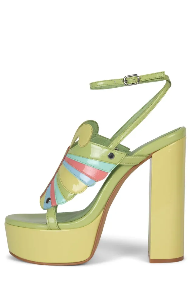 Women Sandal Jeffrey Campbell MONARCHS Green Patent Multi