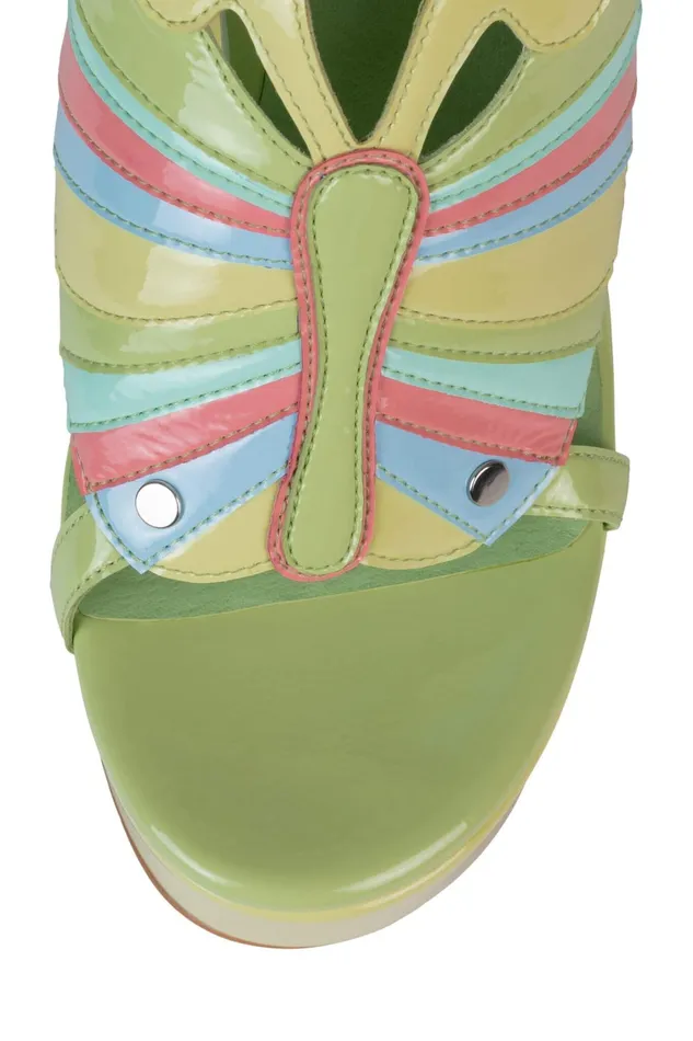 Women Sandal Jeffrey Campbell MONARCHS Green Patent Multi
