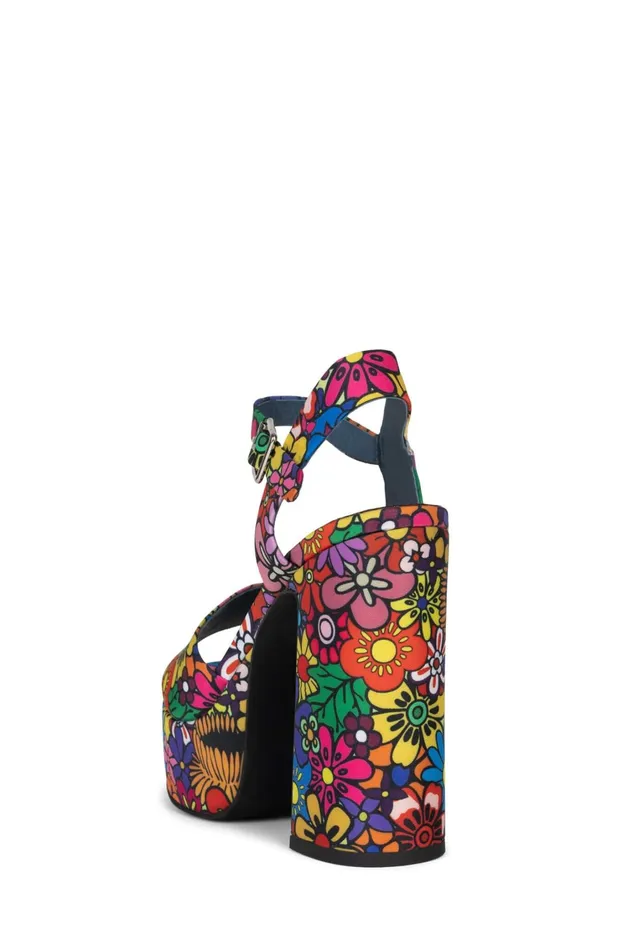 Women Sandal Jeffrey Campbell SUMMERS3 Red Pink Multi Floral