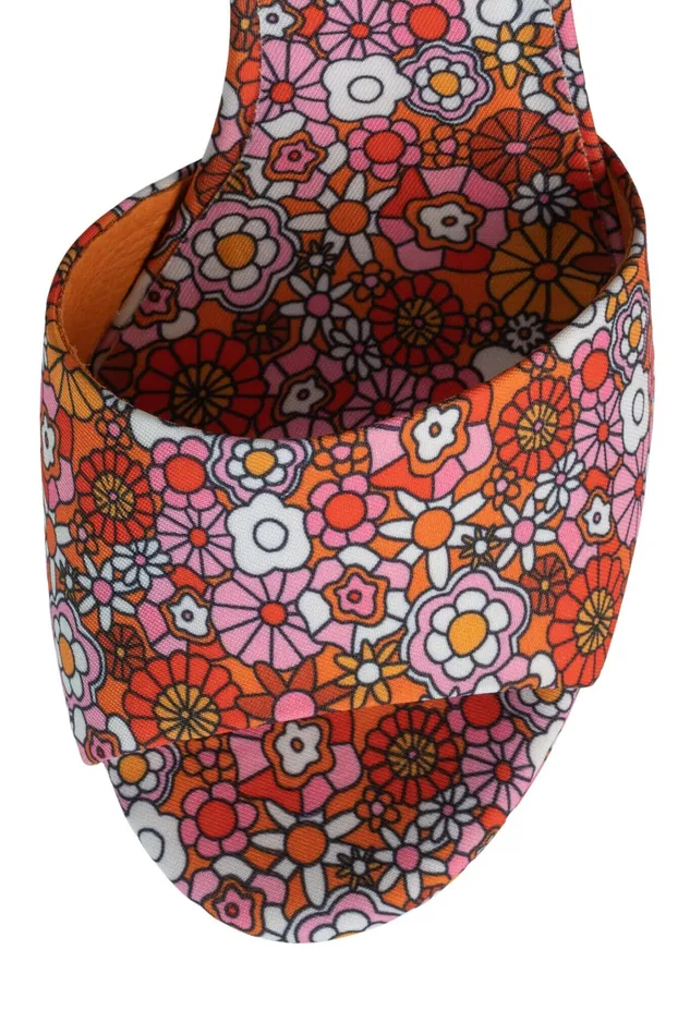 Women Sandal Jeffrey Campbell SUMMERS3 Red Pink Multi Floral