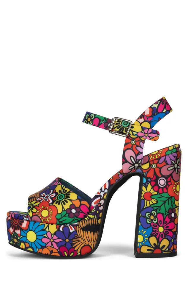 Women Sandal Jeffrey Campbell SUMMERS3 Red Pink Multi Floral