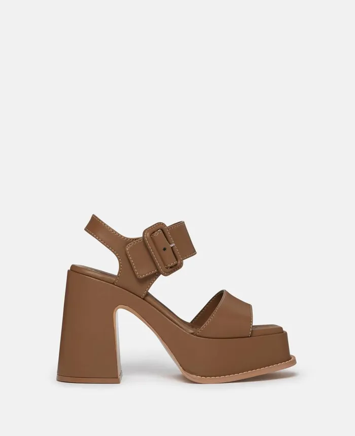 Women Sandals Stella McCartney Skyla Buckled Platform Sandals Hazelnut Brown
