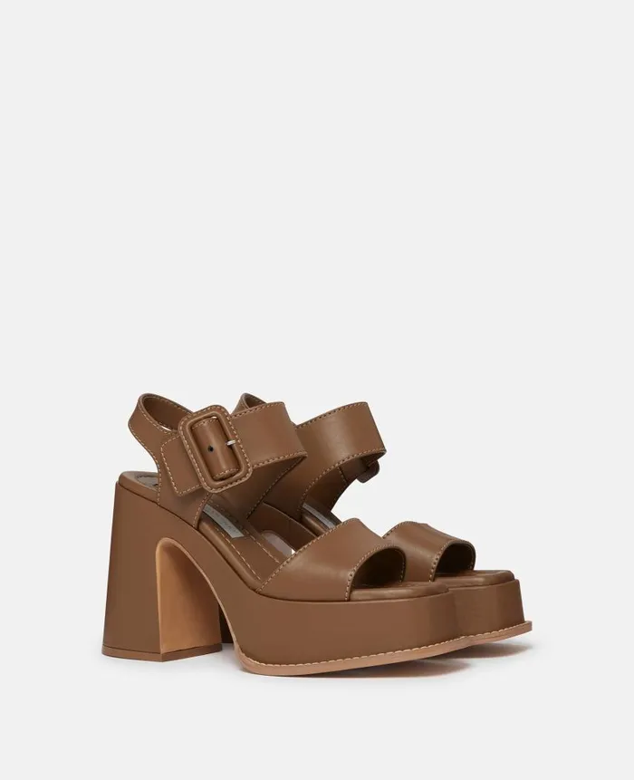 Women Sandals Stella McCartney Skyla Buckled Platform Sandals Hazelnut Brown