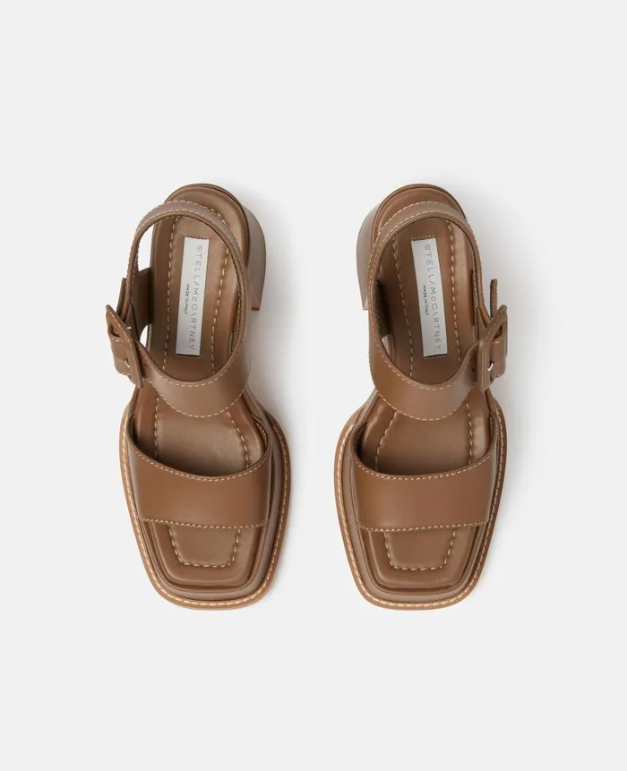 Women Sandals Stella McCartney Skyla Buckled Platform Sandals Hazelnut Brown