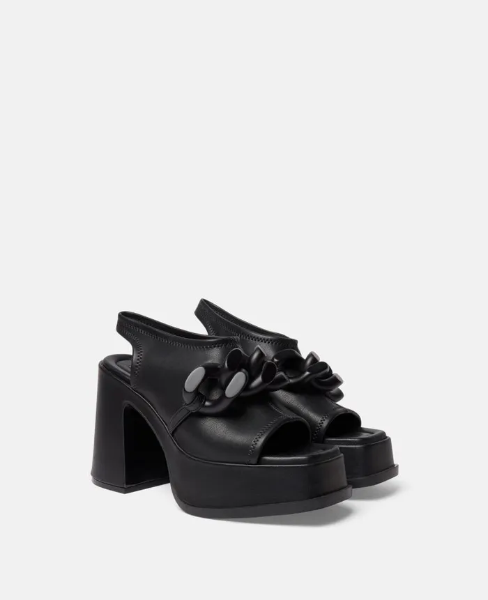 Women Sandals Stella McCartney Skyla Chain Platform Sandals Black