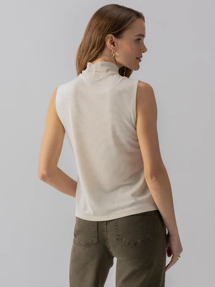 Women Shirred Neck Mesh Tank Birch Sanctuary Clothing Sweaters and Cardis