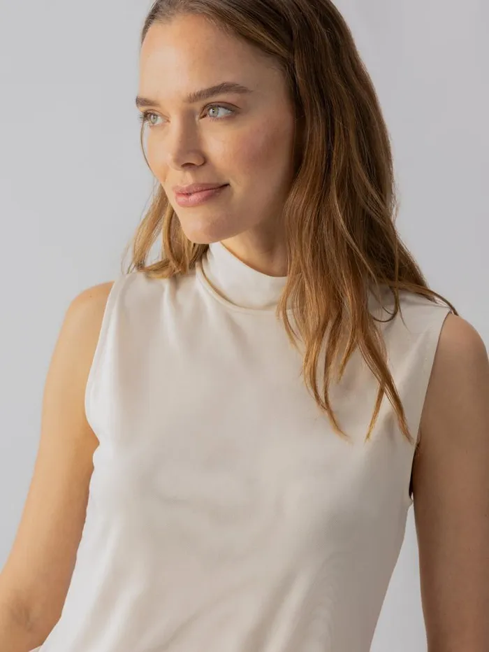 Women Shirred Neck Mesh Tank Birch Sanctuary Clothing Sweaters and Cardis