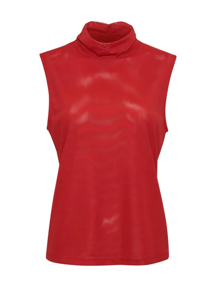 Women Shirred Neck Mesh Tank Cherry Red Sanctuary Clothing Tees and Tops Women Shirred Neck Mesh Tank Cherry Red Sanctuary Clothing Tees and Tops
