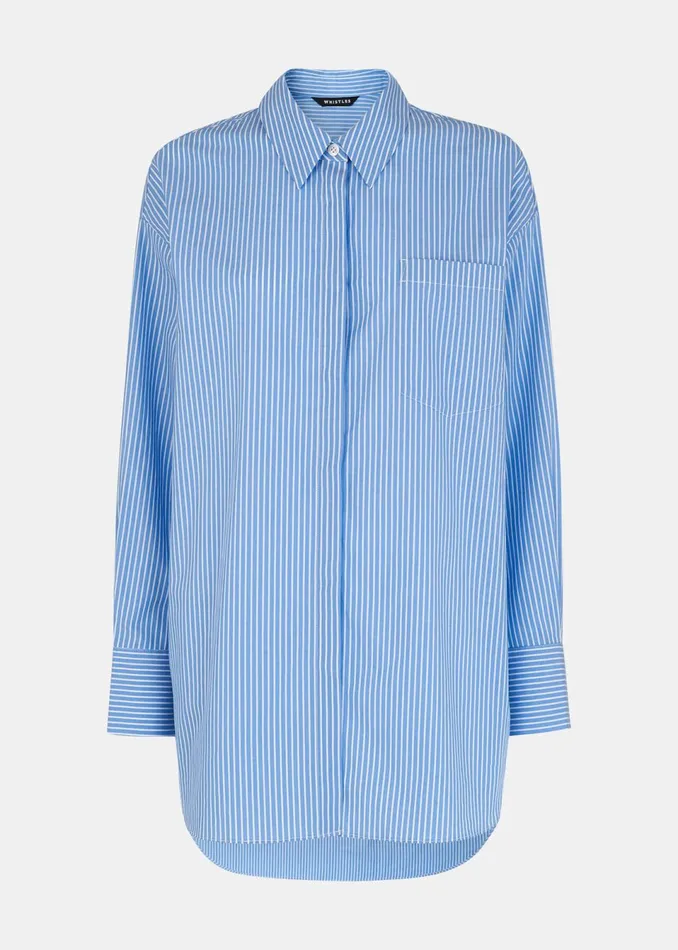 Women Shirts and Blouses Whistles Blue Stripe Oversized Shirt